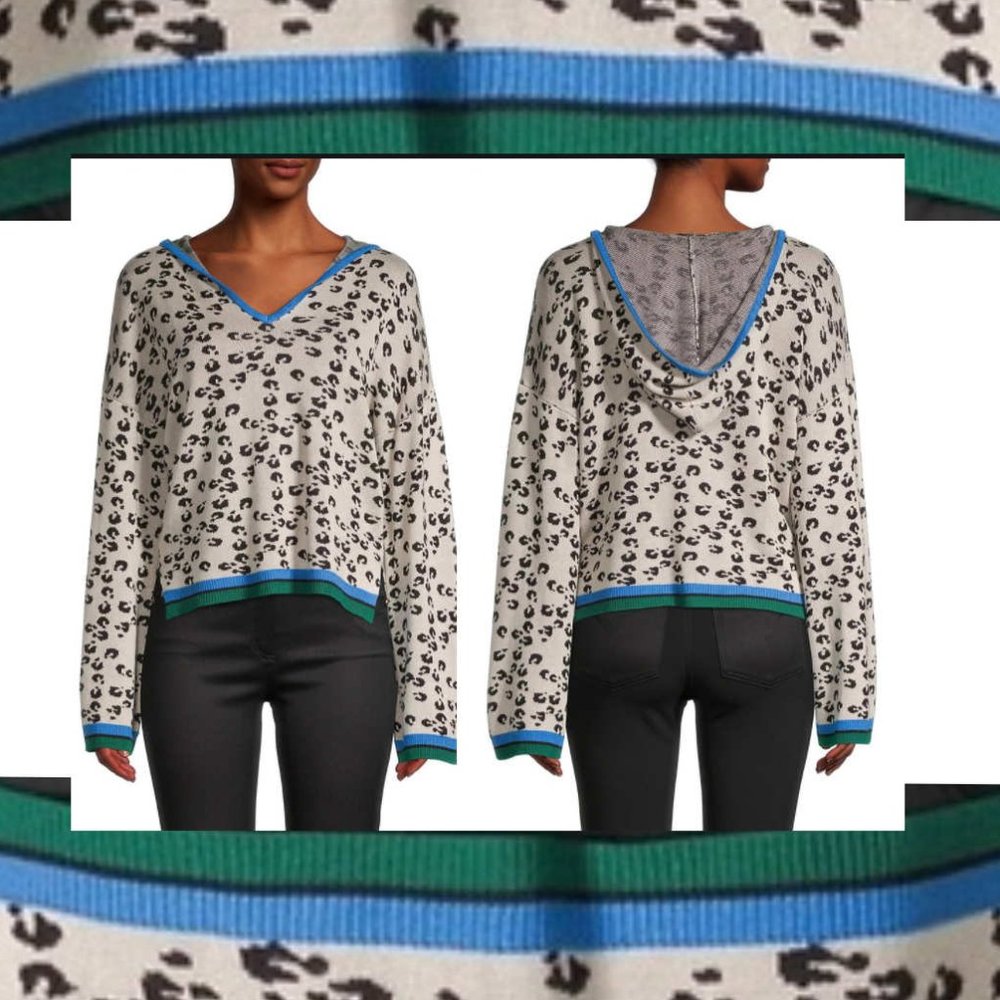 Heros & Dreamers Animal Printed Long Bell-Sleeve Hoodie  XL